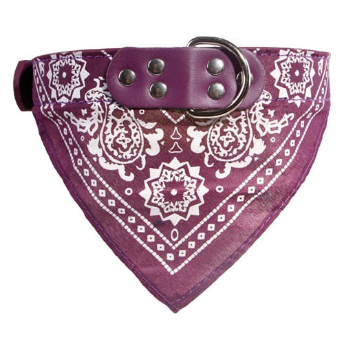 Adjustable Dog Bandana Leather Printed Soft Collar For Dog Pet Supplies Cat Dog Scarf Collar For Chihuahua Puppy Pet Neckerchief