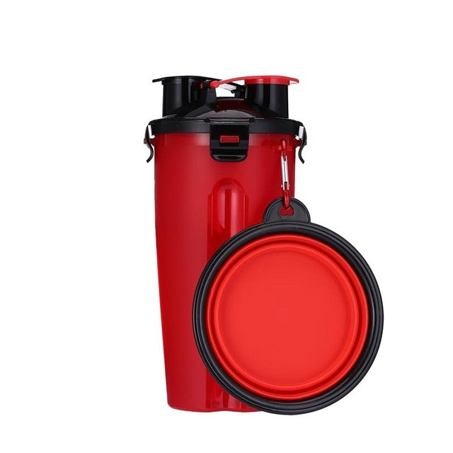 Pet Feeder Dog Water Bottle Collapsible Dog 2 in 1 Bottle Folding Bowl Travel Outdoor Food Water Drinking Fountain For Cat Dog