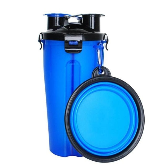 Pet Feeder Dog Water Bottle Collapsible Dog 2 in 1 Bottle Folding Bowl Travel Outdoor Food Water Drinking Fountain For Cat Dog