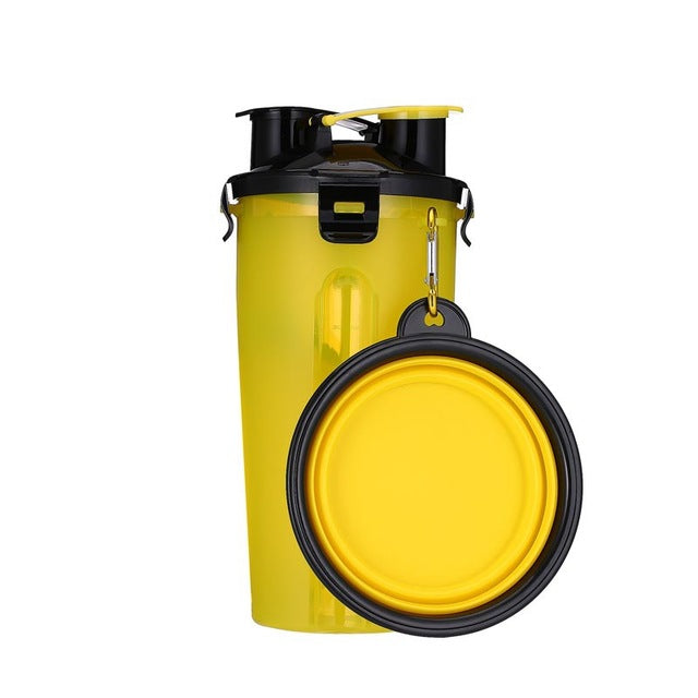 Pet Feeder Dog Water Bottle Collapsible Dog 2 in 1 Bottle Folding Bowl Travel Outdoor Food Water Drinking Fountain For Cat Dog