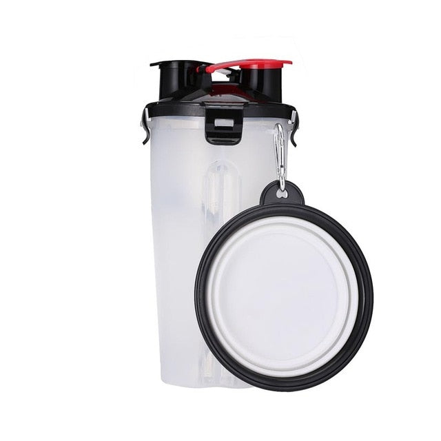 Pet Feeder Dog Water Bottle Collapsible Dog 2 in 1 Bottle Folding Bowl Travel Outdoor Food Water Drinking Fountain For Cat Dog
