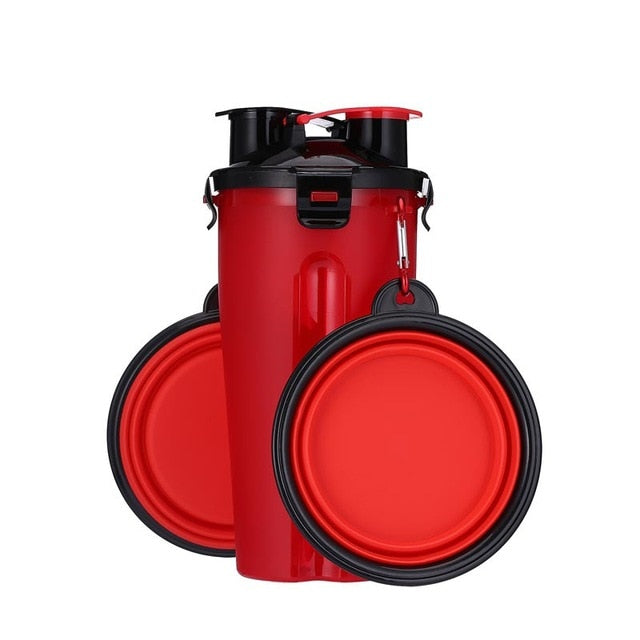Pet Feeder Dog Water Bottle Collapsible Dog 2 in 1 Bottle Folding Bowl Travel Outdoor Food Water Drinking Fountain For Cat Dog