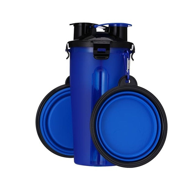 Pet Feeder Dog Water Bottle Collapsible Dog 2 in 1 Bottle Folding Bowl Travel Outdoor Food Water Drinking Fountain For Cat Dog