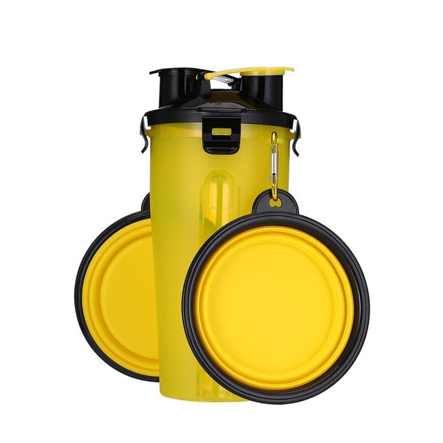 Pet Feeder Dog Water Bottle Collapsible Dog 2 in 1 Bottle Folding Bowl Travel Outdoor Food Water Drinking Fountain For Cat Dog