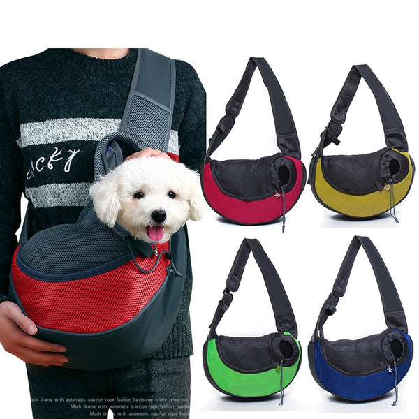 Pet Puppy Carrier Outdoor Dog Cat Travel Handbag Pouch Mesh Oxford Single Shoulder Bag Sling Mesh Comfort Travel Tote Backpack