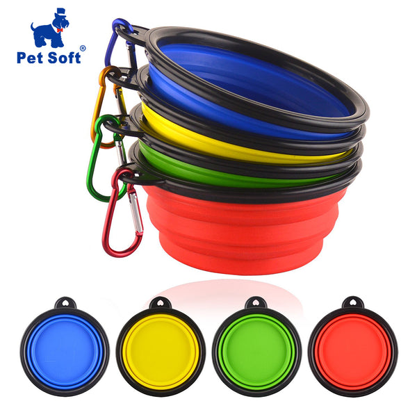 Pet Soft Dog Bowl 1PC Folding Silicone Travel Bowl For Dog Portable Collapsible Folding Dog Bowl for Pet Cat Food Water Feeding