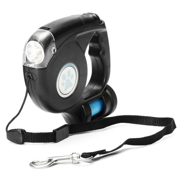 3-in-1 And 4.5M LED Flashlight Extendable Retractable Pet Dog Leash Automatic Flexible Traction Rope Belt Lead with Garbage Bag